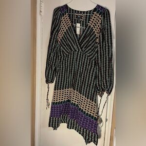 Anthropologie Maeve Striped Dress in Green, Black, and Brown